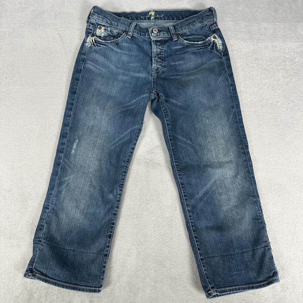 7 For All Mankind Jeans Women's Size 29 Button Fly Mid Rise Crop Boy Cut Capri